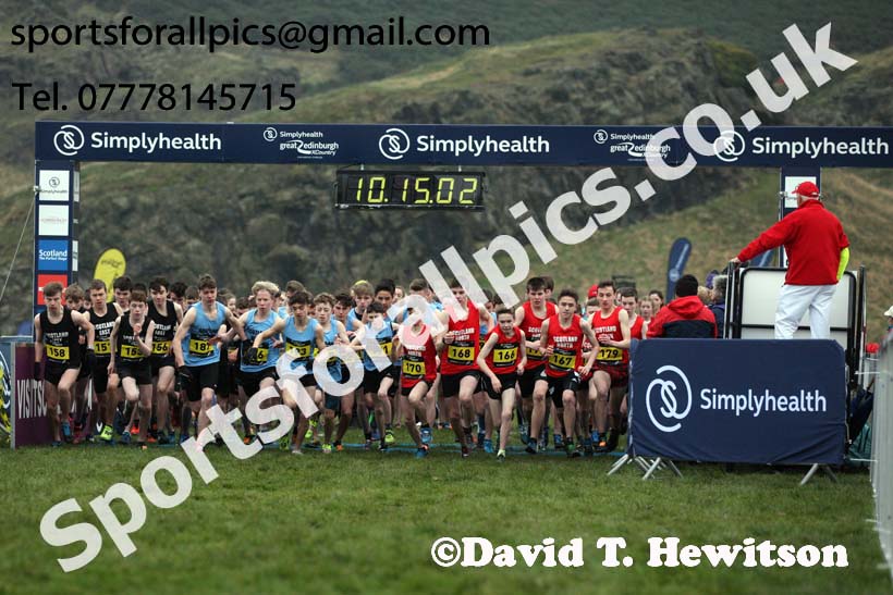 Inter District under-15 boys, 2018 Simplyhealth Great Edinburgh International XCountry. Photo: David T. Hewitson/Sports for All Pics